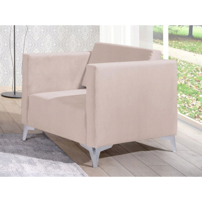 Polstersessel SIMON – beige / Metallbeine