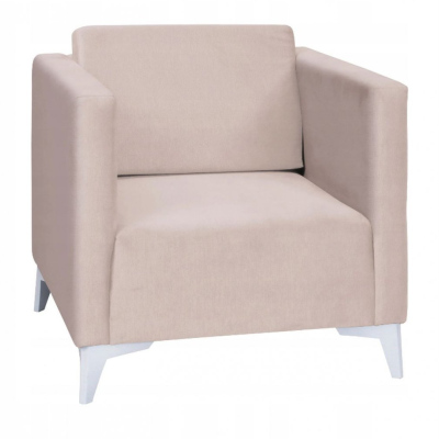 Polstersessel SIMON – beige / weiße Hochglanzbeine