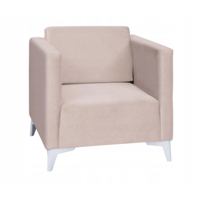 Polstersessel SIMON – beige / weiße Hochglanzbeine