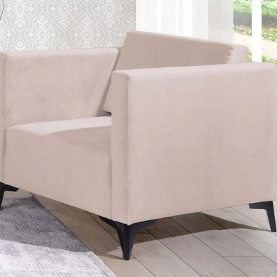 Polstersessel SIMON – beige / Beine in Schwarz glänzend