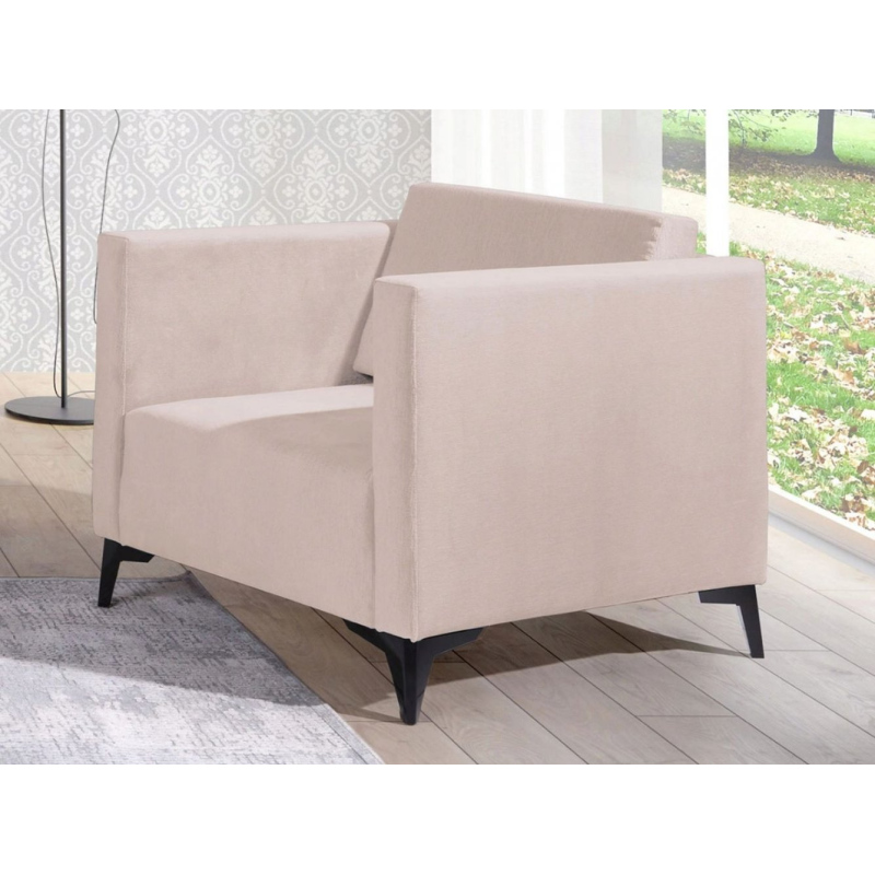 Polstersessel SIMON – beige / Beine in Schwarz glänzend