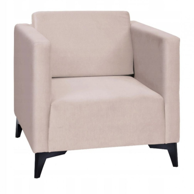 Polstersessel SIMON – beige / Beine in Schwarz glänzend