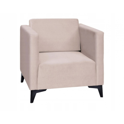 Polstersessel SIMON – beige / Beine in Schwarz glänzend