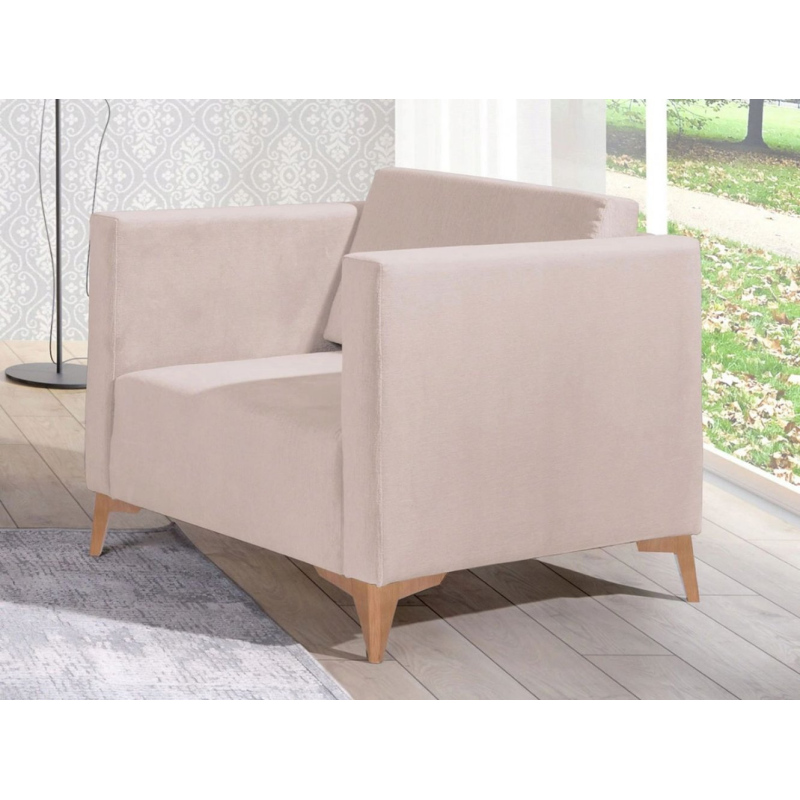 Polstersessel SIMON – beige / Beine aus heller Eiche