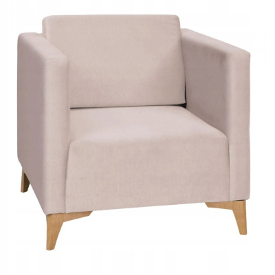 Polstersessel SIMON – beige / Beine aus heller Eiche