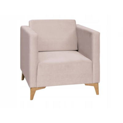Polstersessel SIMON – beige / Beine aus heller Eiche