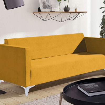 Dreisitzer-Sofa SIMON – gelb / weiße Hochglanzbeine
