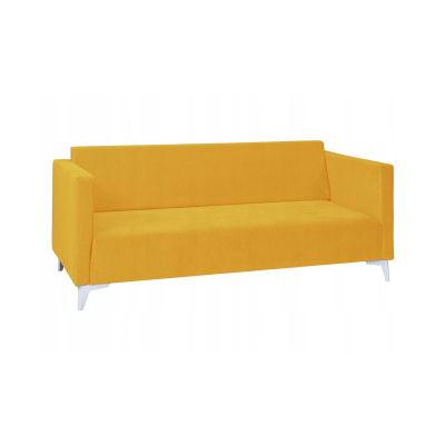 Dreisitzer-Sofa SIMON – gelb / weiße Hochglanzbeine