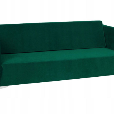 Dreisitzer-Sofa SIMON – dunkelgrün / weiße Hochglanzbeine