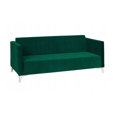 Dreisitzer-Sofa SIMON – dunkelgrün / weiße Hochglanzbeine