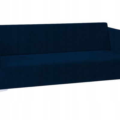 Dreisitzer-Sofa SIMON – dunkelblau / weiße Hochglanzbeine