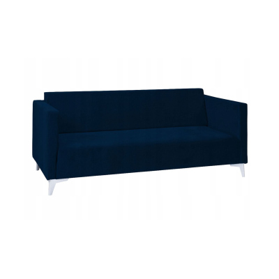 Dreisitzer-Sofa SIMON – dunkelblau / weiße Hochglanzbeine