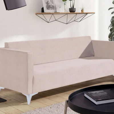 Dreisitzer-Sofa SIMON – beige / weiße Hochglanzbeine