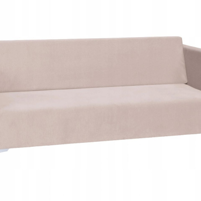 Dreisitzer-Sofa SIMON – beige / weiße Hochglanzbeine