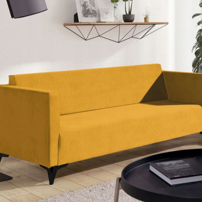 Dreisitzer-Sofa SIMON – gelb / schwarze Hochglanzbeine