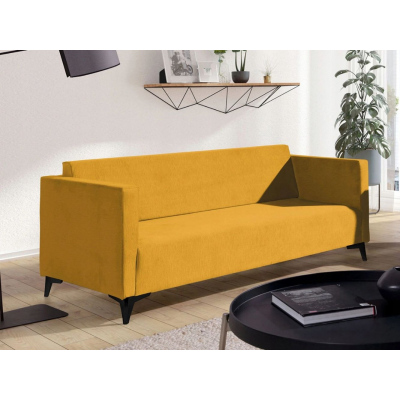 Dreisitzer-Sofa SIMON – gelb / schwarze Hochglanzbeine