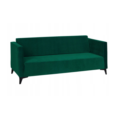 Dreisitzer-Sofa SIMON – dunkelgrün / schwarze Hochglanzbeine