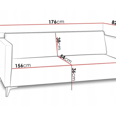Dreisitzer-Sofa SIMON – beige / schwarze Hochglanzbeine