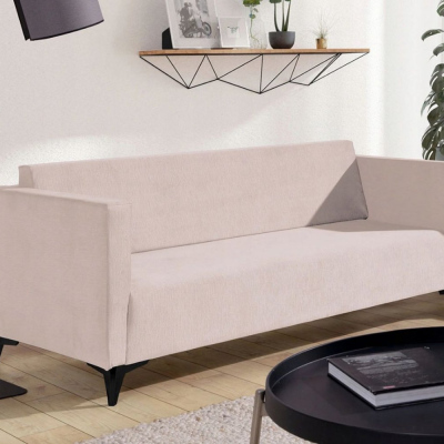 Dreisitzer-Sofa SIMON – beige / schwarze Hochglanzbeine