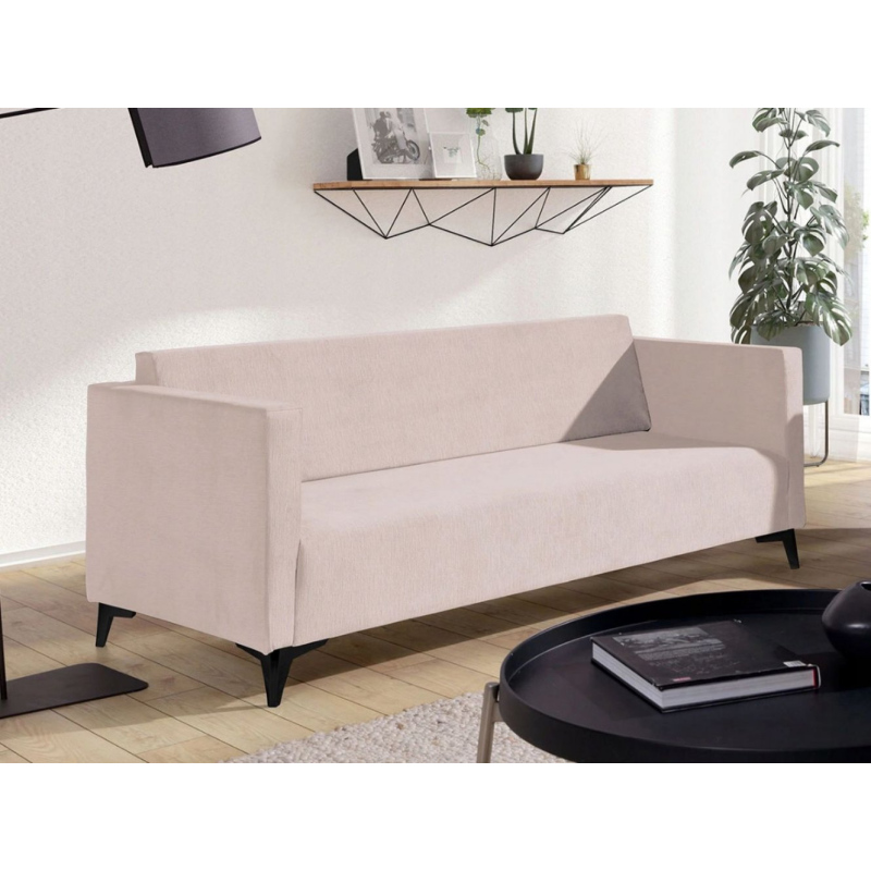 Dreisitzer-Sofa SIMON – beige / schwarze Hochglanzbeine