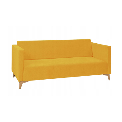 Dreisitzer-Sofa SIMON - gelb / Beine aus heller Eiche