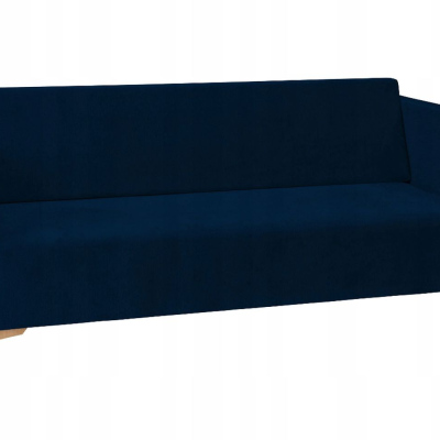 Dreisitzer-Sofa SIMON – dunkelblau / Beine aus hellem Eichenholz