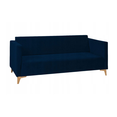 Dreisitzer-Sofa SIMON – dunkelblau / Beine aus hellem Eichenholz
