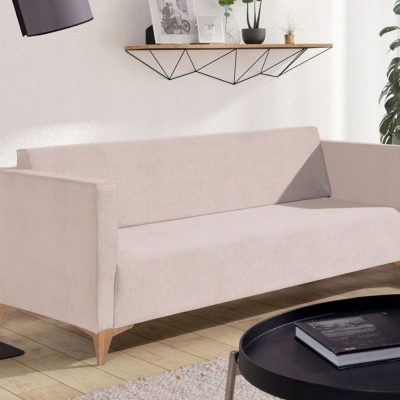 Dreisitzer-Sofa SIMON - beige / Beine aus heller Eiche