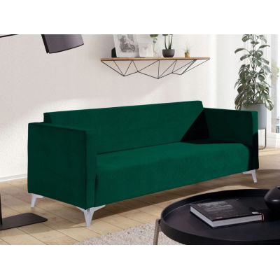 Dreisitzer-Sofa SIMON – dunkelgrün / Metallbeine