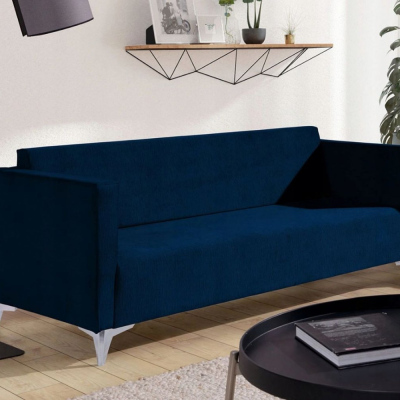 Dreisitzer-Sofa SIMON – dunkelblau / Metallbeine