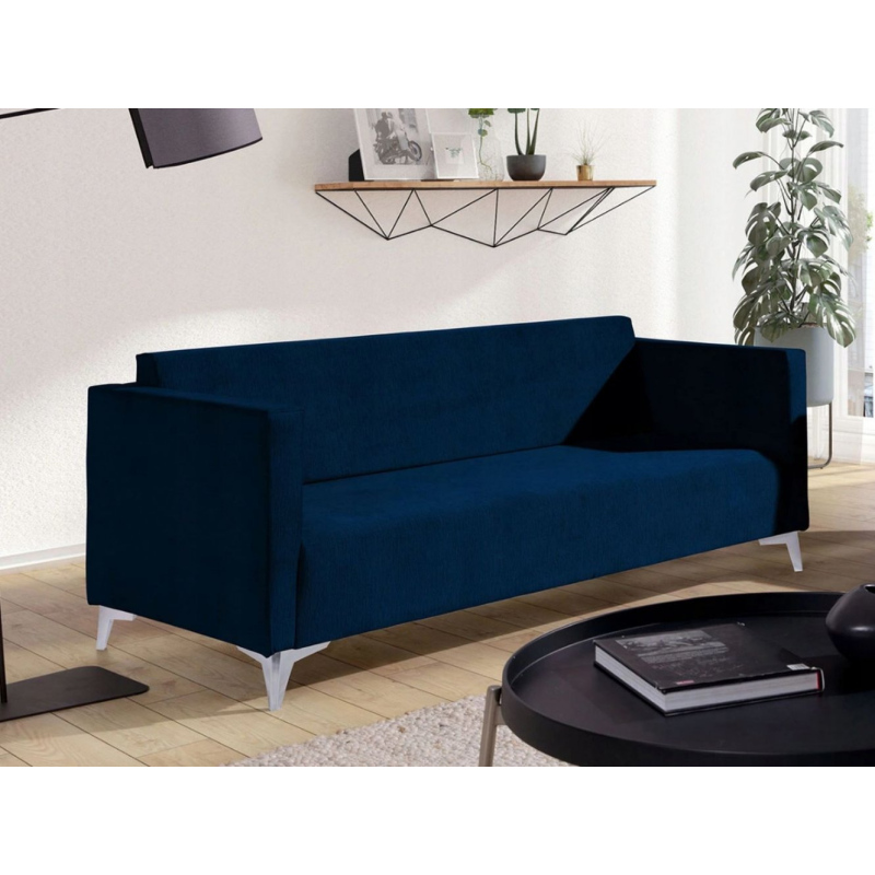 Dreisitzer-Sofa SIMON – dunkelblau / Metallbeine