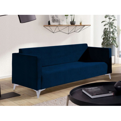 Dreisitzer-Sofa SIMON – dunkelblau / Metallbeine