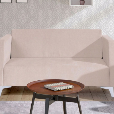 Zweisitzer-Sofa SIMON – beige/weiße Hochglanzbeine