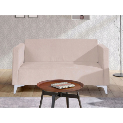 Zweisitzer-Sofa SIMON – beige/weiße Hochglanzbeine