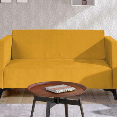 Zweisitzer-Sofa SIMON – gelb / schwarze Hochglanzbeine