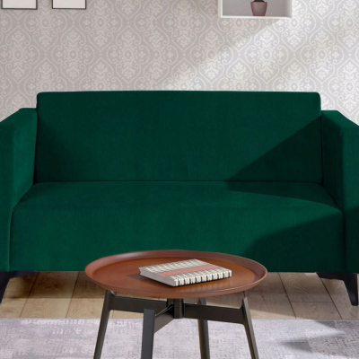 Zweisitzer-Sofa SIMON – dunkelgrün / schwarze Hochglanzbeine