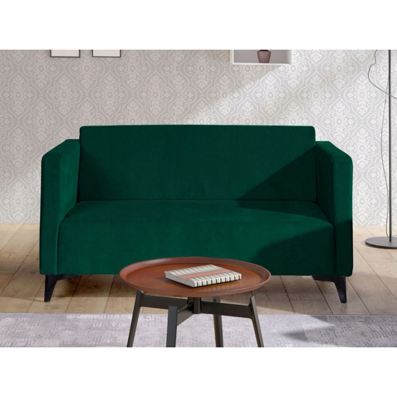 Zweisitzer-Sofa SIMON – dunkelgrün / schwarze Hochglanzbeine