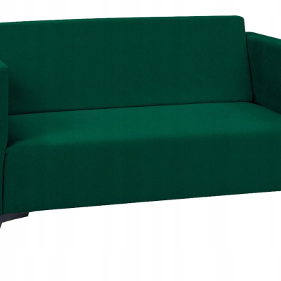 Zweisitzer-Sofa SIMON – dunkelgrün / schwarze Hochglanzbeine