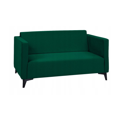 Zweisitzer-Sofa SIMON – dunkelgrün / schwarze Hochglanzbeine