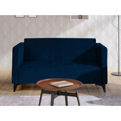 Zweisitzer-Sofa SIMON – dunkelblau / Beine in glänzendem Schwarz