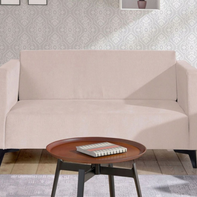 Zweisitzer-Sofa SIMON – beige / schwarze Hochglanzbeine