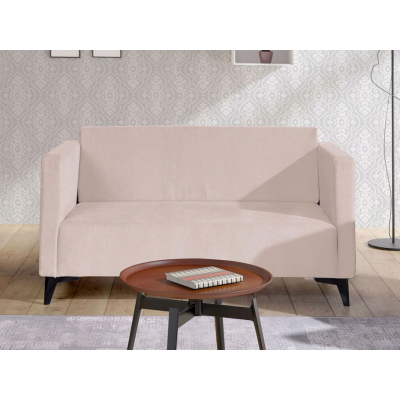 Zweisitzer-Sofa SIMON – beige / schwarze Hochglanzbeine