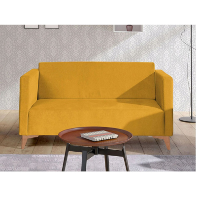 Zweisitzer-Sofa SIMON - gelb / Beine aus heller Eiche