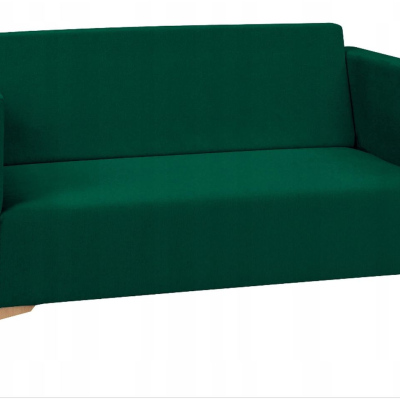 Zweisitzer-Sofa SIMON – dunkelgrün / Beine aus hellem Eichenholz