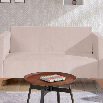 Zweisitzer-Sofa SIMON – beige / Beine aus heller Eiche