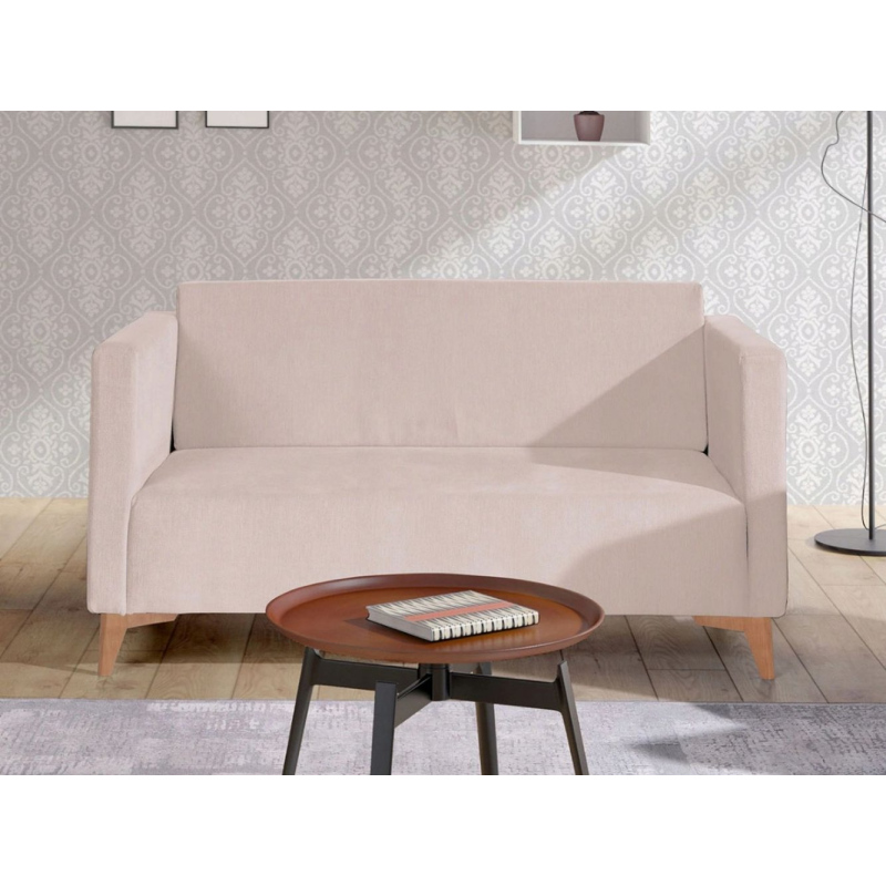 Zweisitzer-Sofa SIMON – beige / Beine aus heller Eiche