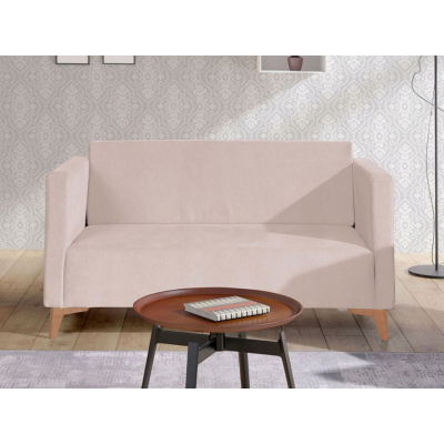 Zweisitzer-Sofa SIMON – beige / Beine aus heller Eiche