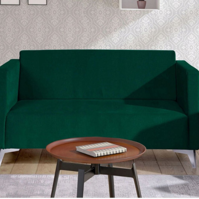Zweisitzer-Sofa SIMON – dunkelgrün / Metallbeine