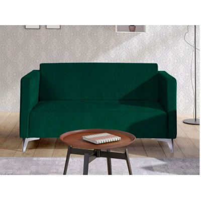 Zweisitzer-Sofa SIMON – dunkelgrün / Metallbeine