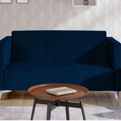 Zweisitzer-Sofa SIMON – dunkelblau / Metallbeine